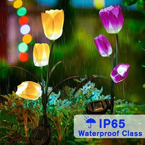 Decoraties Solar Led Light Outdoor Tulpen Rose Bloemlamp Landschap Garden Decor Lawn Lamp Waterdichte Tuinlichten Outdoor Solar Lights