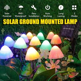 Decoraciones Solar Led Mushroom Luces de cuerda a prueba de agua al aire libre alimentada en luces de suelo Decoración para la lámpara de jardín de Navidad