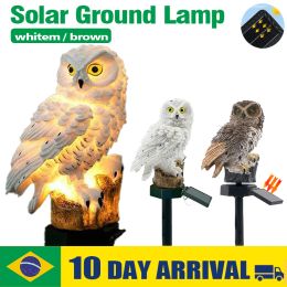 Decoraties Solar Owl Grondlicht LED Outdoor Courtyard Lamp Garden Licht Waterdichte Stake Licht Pathway Decor Solar Patio Grondlantaarn