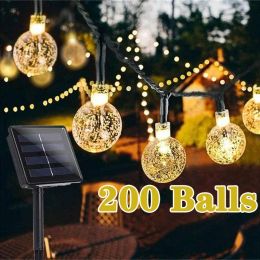 Decorations Solar String Lights Outdoor Crystal Fairy Light Chritmas Garland 8 Modes Waterproof Patio Light for Garden Party Decor