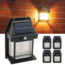 Décorations Solar Tungsten Night Lampe Intelligent Motion Capteur Mall Lampe 3 Modes d'éclairage étanches Cour de jardin Décoration Lantern