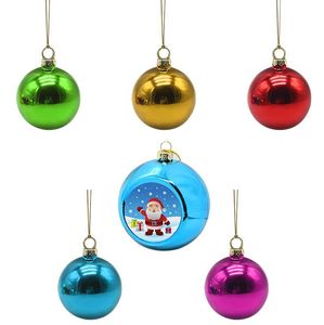 Décorations La sublimation doit être vierge de transfert de chaleur 6 couleurs 8CM rondes en plastique Ornements de boules de Noël Ornements d'arbres de Noël Inventaire 1108