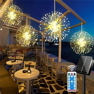 Décorations Suspended Solar Firework Light 360/480 LED Star Burst Light Outdoor Termroproping 8Mode Garden Garden Tree Decorative Light