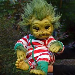 Decoraciones Toy Grinch Reborn Baby Realistic Cartoon Doll Christmas Simualtion Doll Kids Halloween Regalos peluchados Toyadores para niños