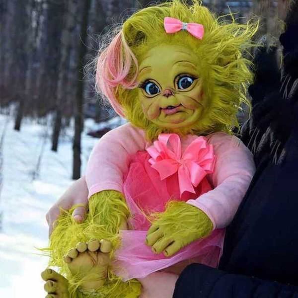 Décorations jouet Grinch Reborn bébé réaliste dessin animé noël simulation poupée enfants Halloween cadeaux en peluche peluche enfant jouets Dropshippin004vJHX7