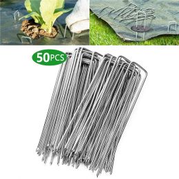 Décorations Ushape Garden Stakes Tings Pins Pins Heavy Gaanized Landscape Fabric Irrigation Staples Film de ongles moulu Perges Fixation Outils