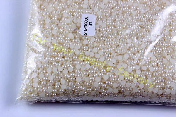 Décorations en gros, livraison gratuite! Demi-perles pour Nail Art, 10000 pièces/paquet, perles de 4mm, strass 3D, décoration de pointes d'ongles, vente en gros, # X240