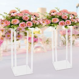 Decoratiewhite Acryl bruiloft Bloemvaas Kolom Stand Witte centerpieces voor Wedding Party Wit Tafel Middelpunt voor Decor Make889