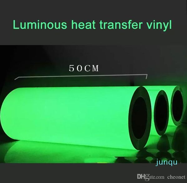 Decorativo 1 hoja 25 cm x 100 cm vinilo de transferencia de calor luminoso máquina de prensa noctilucente camiseta hierro en vinilo de impresión HTV