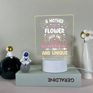 Décoratif 3D acrylique LED veilleuse table fête le plus beau cadeau d'anniversaire pour les mères cadeau de fête des mères décoration lampe de chevet 231202