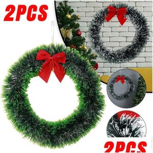 Decoratieve kerst 2/1 -stks kransen bloemen krans boom diy slingers slinger wijnstok rattans deur muur hangend ornament dhn2z