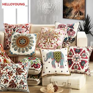 Decoratieve borduurwerk sofa kussenhoes sierkussens bedekt 45cm * 45cm zonder het vullen van zachte handdoek borduurwerk bloemen