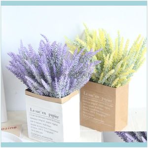 Decoratieve feestelijke feestartikelen Home Gardendecoratieve bloemen krans romantische PNCE decoratie lavendel bloem zijde kunstmatige graan sim