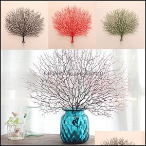 Decoratieve Feestelijke Benodigdheden Gardendecoratieve Bloemen Kransen Plant Coral Branch Peacock Shape Home Party bruiloft decoratie decor diy drop