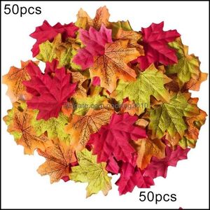 Suministros festivos decorativos Hogar Jardín Flores decorativas Guirnaldas 50 Unids Artificial Realista Otoño Simulación Hojas de otoño Boda Hallowee