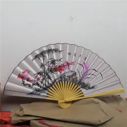 Decoratieve beeldjes 0,5-0,9 m grote opvouwbare ventilator voor wanddecoratie Chinese pruimenbloesem pioenroos pauw adelaar groot geschilderd met bamboe botten