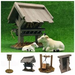 Figurines décoratives 1/12 à l'échelle miniature Figurine Micro Landscape Wood Dollhouse Well Latrin Simulation Birdhouse Scene Model Home