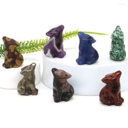 Decoratieve beeldjes 1,2" Wolf standbeeld natuursteen gesneden dierenbeeldje collectie Craft Ornament Crystal Reiki Healing Kitchen