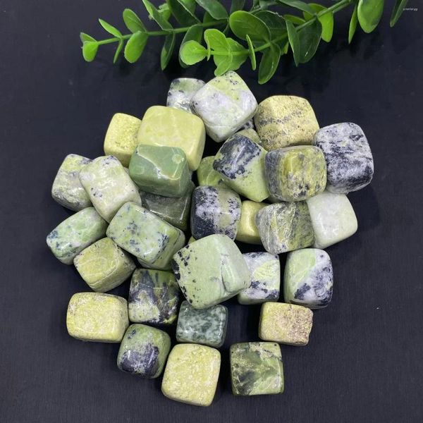 Figuras decorativas 1-2 cm 100 g Cristales de turquesa verde natural Piedras curativas de Reiki Piedras preciosas de forma cuadrada para decoración de jardín