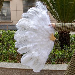 Figurines décoratives 1-2pcs éventail de plumes d'autruche blanche naturelle pour 13 os grand pliage à main 90-120cm artisanat carnaval mariage scène danse