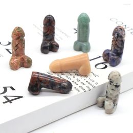 Figuras decorativas de 1,5 pulgadas, figura de pene, piedra natural, cristal, curación Reiki, decoración del hogar, colección de piedras preciosas, estatua de cuarzo, manualidades