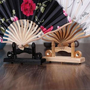 Decoratieve beeldjes 1 PCS Chinese stijl houten hand vastgehouden ventilatordisplay -standaard opvouwbare tafelhouder opbergrekbasis