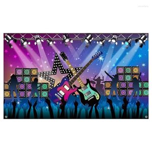 Decoratieve beeldjes 1 stuks Karaoke Party Decoraties Benodigdheden Muziek Thema Verjaardag Achtergrond Banner Doek Voor Rock N Roll