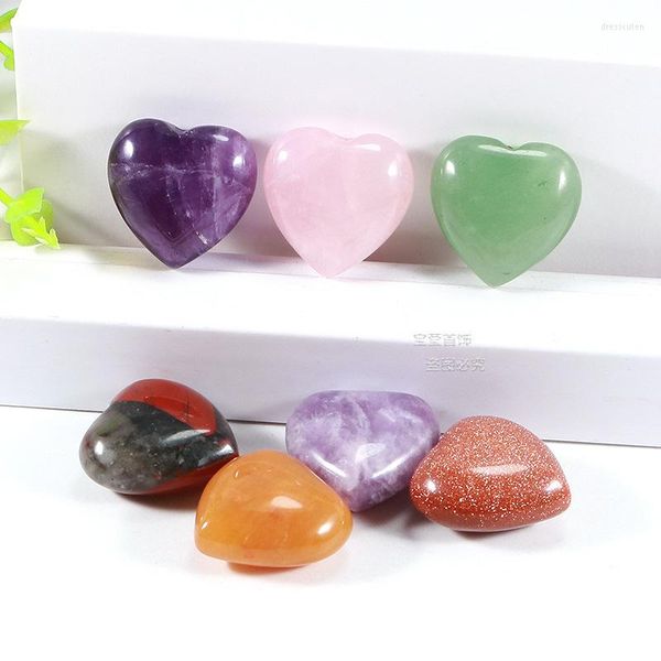 Figuritas decorativas 1 Uds piedras naturales y cristales 20x10mm corazón grande amor piedras preciosas decoración de habitación Diy para collar curación Reiki