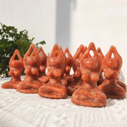 Figurines décoratives 1 pièces cristal de soleil naturel YOGA déesse nymphe Quartz Statue de guérison