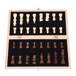 Decoratieve beeldjes 1 set vouwen houten internationale schaakstukken bordspel grappige schaakcollectie draagbaar