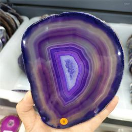 Figurines décoratives 10-12 cm Large Purple Agate Slice Geode Polished Crystal Quart Natural Slab Healing Energy Quartz Gift