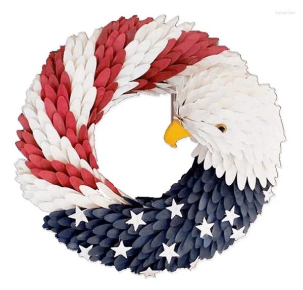 Figurines décoratives 10/15 pouces Eagle National Flag Design Artificial Garland Wreath Sanging Decor