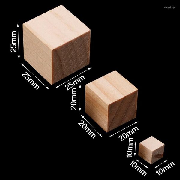 Figuritas decorativas 10/25/25mm bloques cuadrados de madera Mini cubos adorno para artesanía en madera DIY