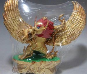 Figurines décoratives 10 Bronze chinois cuivre doré Redpoll ailé Garuda oiseau aigle Statue de bouddha