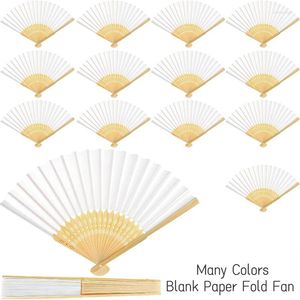 Decoratieve beeldjes 10 PCS Bulkset Chinese blanco papier vouw ventilator vouwhand vastgehouden mini opvouwbare kleur voor kinderen diy feest bruiloft