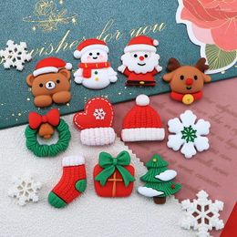 Decoratieve beeldjes 10 stuks schattige mini kerstserie platte achterkant hars cabochons scrapbooking diy sieraden haarspeld ambachtelijke decoratie