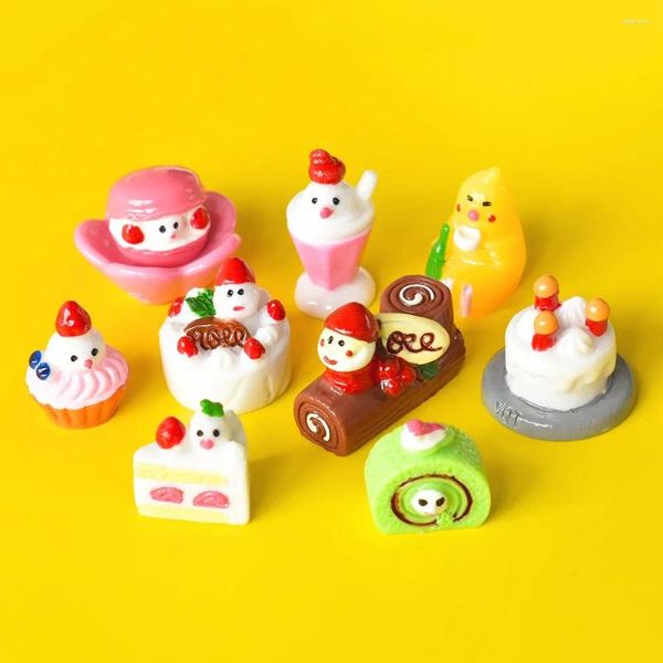 Figuras decorativas 10 PCS Casa de muñecas Micro -retindo de comida y jugando accesorios de bricolaje Serie de postres de pastel japonés Tide Tide Play