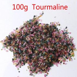 Decoratieve beeldjes 100G Natuurlijke regenboog toermaline kwarts kristal tuimelen steenmonster grind genezing ornament