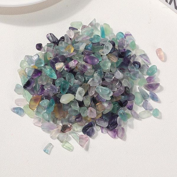 Estatuetas decorativas 100g polido roxo azul fluorite pedras naturais coloridas chips de rocha de cascalho para aquário acessórios de decoração de casa