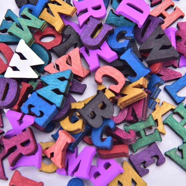 Figuras decorativas de 100 piezas letras coloridas adornos alfabeto de madera