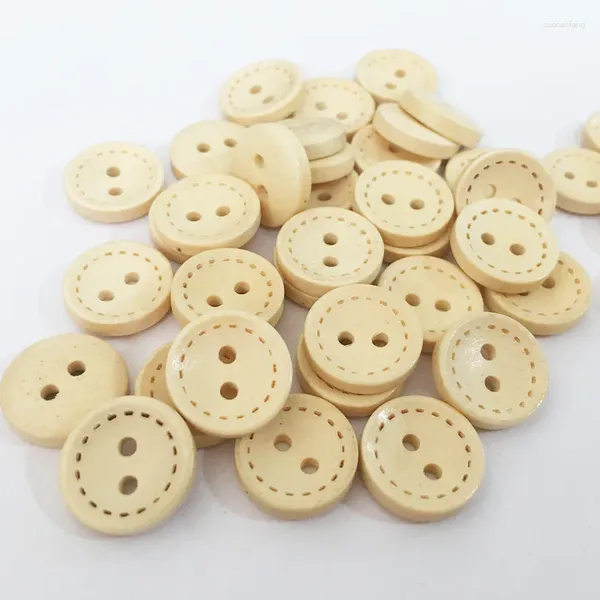 Figurines décoratives 100pcs / lot Boutons en bois Natural 2 trous Round Bouton de couture Embellissements Crafts Scrapbooking Boutons Craft MS 010