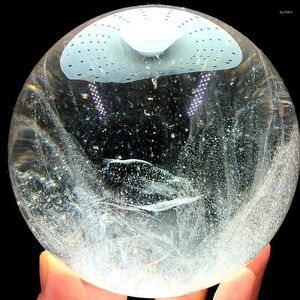 Figurines décoratives 103 mm Natural Clear Quartz Crystal Sphere Ball Healing Gemston Stand