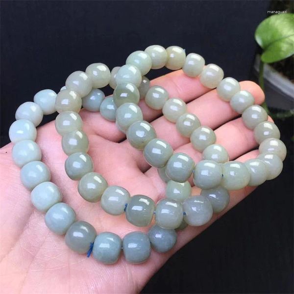 Figuras decorativas de 10 mm Hetian Jade Bracelet Fashion Sweet Reiki Healing Energy Strand Girls Jewelry Regalo 1 PCS