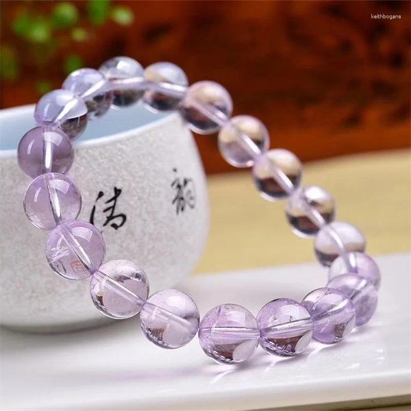 Figuras decorativas Pulsera de amatista y lavanda Natural de 10MM, moda para mujer, hilo de energía curativo de Reiki dulce, joyería para niñas, regalo, 1 Uds.