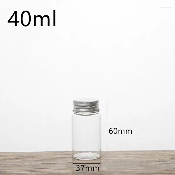 Figurines décoratives 10pcs 37 Bouteilles en verre de 60 mm 40 ml avec capuchon en argent / or