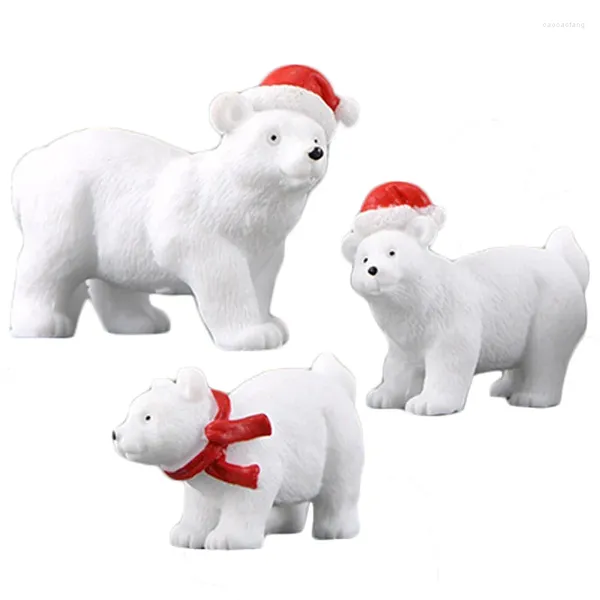 Figurines décoratives 10pcs animaux miniatures de Noël Polar ours jardin micro-neige paysage accessoires de bricolage