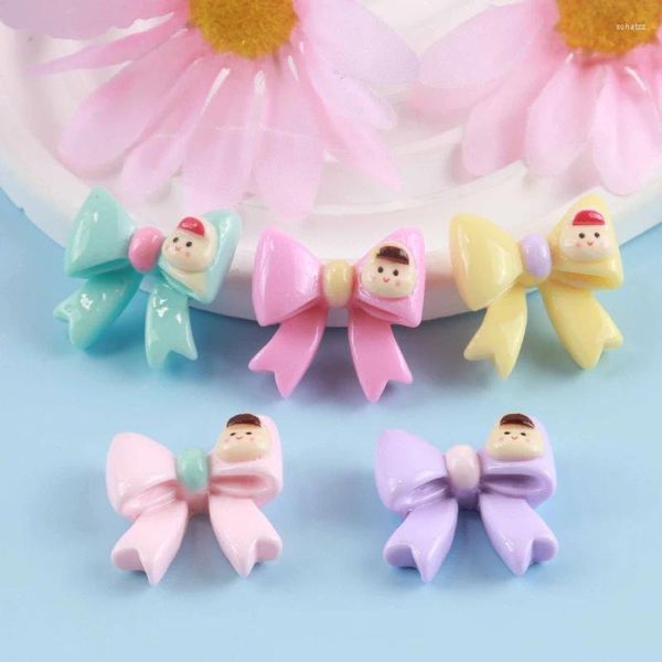 Figurines décoratives 10pcs Cartoon Bowknot Resin Cabochons Scrapbooking pour la décoration de la coque de téléphone