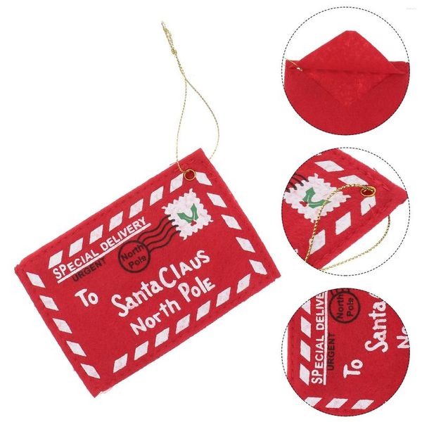 Figuras decorativas de 10 piezas de la carta de Navidad sobre la lista de deseos de Santa Claus escribiendo fieltro rojo bolso cnady