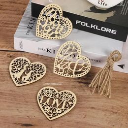 Figuras decorativas 10 piezas de corazón hueco chips de madera decoración colgante amor