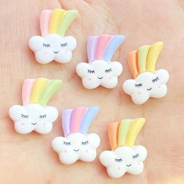 Figuras decorativas 10 piezas mezcla encantadora Mini nube arco iris Flatback resina arte decoración encanto DIY Scrapbooking adorno accesorios H380